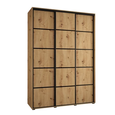 Šatní skříň YVONA 4 - 170/45 cm, dub artisan / černá