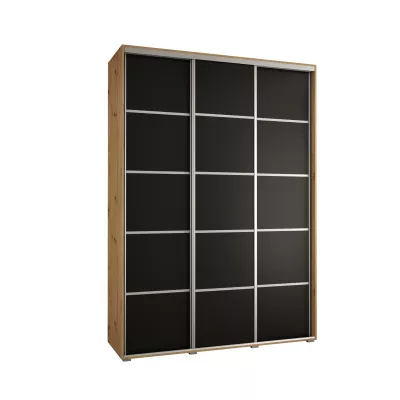 Šatní skříň YVONA 4 - 170/45 cm, dub artisan / černá / stříbrná