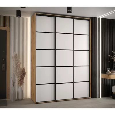 Šatní skříň YVONA 4 - 170/45 cm, dub artisan / bílá / černá