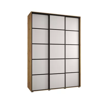 Šatní skříň YVONA 4 - 170/45 cm, dub artisan / bílá / černá
