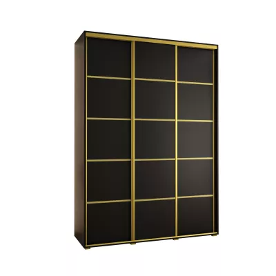 Šatní skříň YVONA 4 - 170/45 cm, černá / zlatá