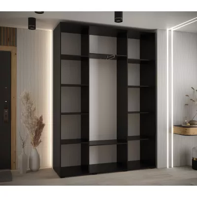 Šatní skříň YVONA 4 - 170/45 cm, černá / stříbrná