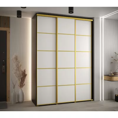Šatní skříň YVONA 4 - 170/45 cm, černá / bílá / zlatá