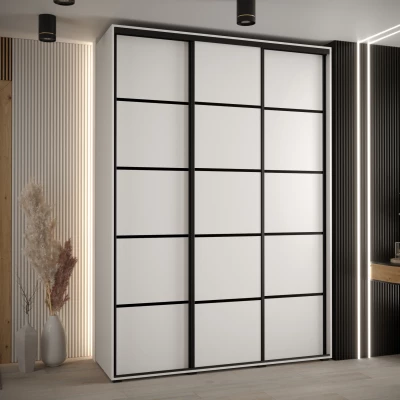 Šatní skříň YVONA 4 - 170/45 cm, bílá / černá