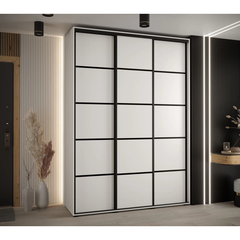 Šatní skříň YVONA 4 - 170/45 cm, bílá / černá