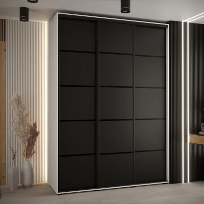 Šatní skříň YVONA 4 - 170/45 cm, bílá / černá / černá
