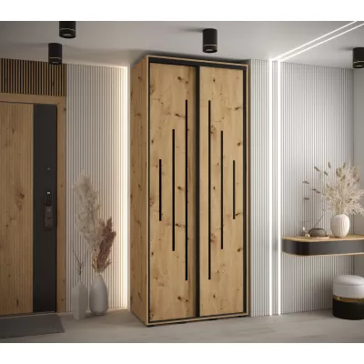 Šatní skříň YVONA 12 - 110/45 cm, dub artisan / černá