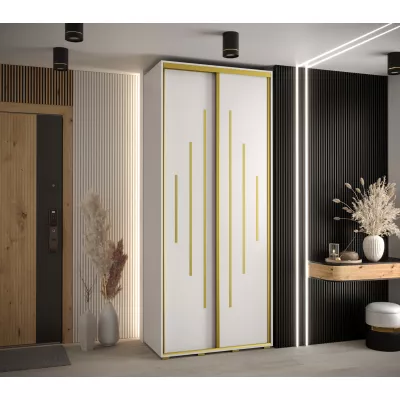 Šatní skříň YVONA 12 - 120/45 cm, bílá / zlatá