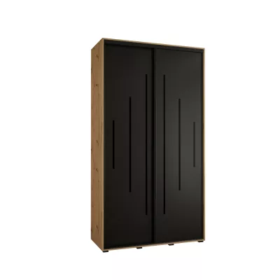 Šatní skříň YVONA 12 - 130/45 cm, dub artisan / černá / černá