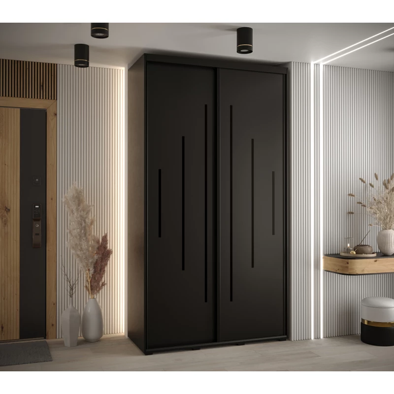 Šatní skříň YVONA 12 - 130/45 cm, černá / černá