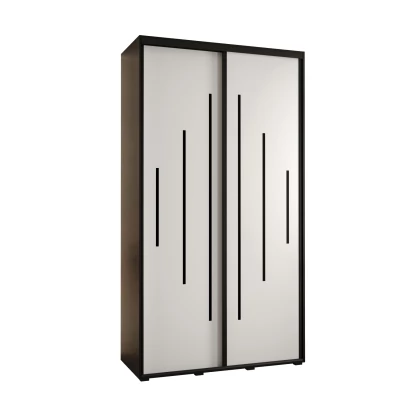 Šatní skříň YVONA 12 - 130/45 cm, černá / bílá / černá