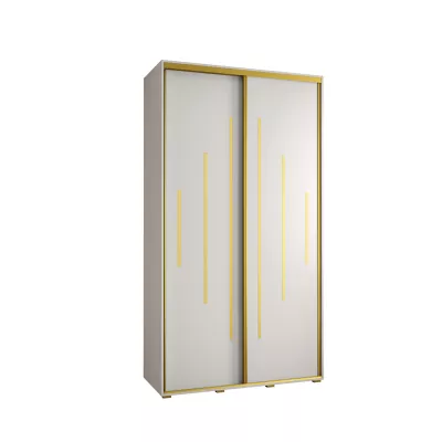 Šatní skříň YVONA 12 - 130/45 cm, bílá / zlatá