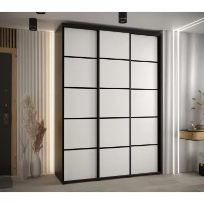 Šatní skříň YVONA 4 - 180/45 cm, černá / bílá / černá