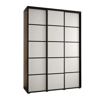 Šatní skříň YVONA 4 - 180/45 cm, černá / bílá / černá