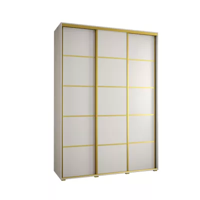 Šatní skříň YVONA 4 - 180/45 cm, bílá / zlatá