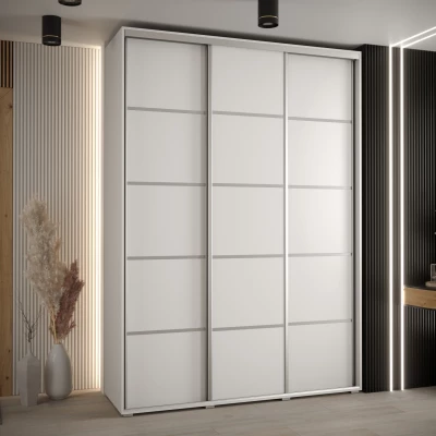 Šatní skříň YVONA 4 - 180/45 cm, bílá / stříbrná