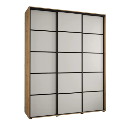 Šatní skříň YVONA 4 - 190/45 cm, dub artisan / bílá / černá