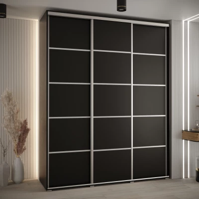 Šatní skříň YVONA 4 - 190/45 cm, černá / stříbrná
