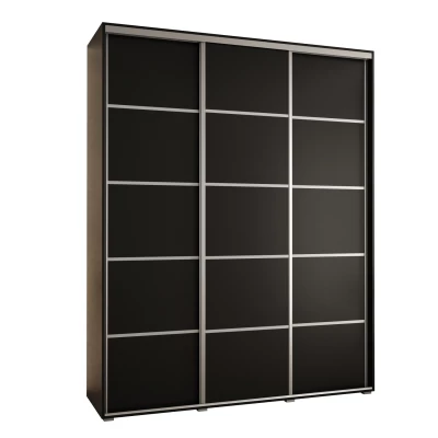 Šatní skříň YVONA 4 - 190/45 cm, černá / stříbrná