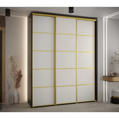 Šatní skříň YVONA 4 - 190/45 cm, černá / bílá / zlatá
