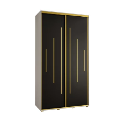 Šatní skříň YVONA 12 - 140/45 cm, bílá / černá / zlatá
