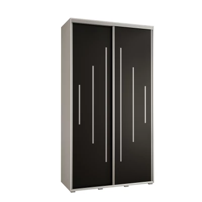 Šatní skříň YVONA 12 - 140/45 cm, bílá / černá / stříbrná