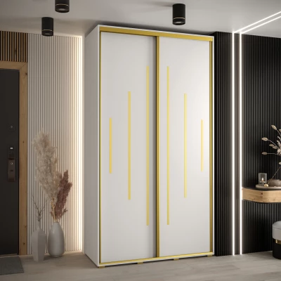 Šatní skříň YVONA 12 - 140/45 cm, bílá / zlatá