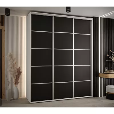 Šatní skříň YVONA 4 - 190/45 cm, bílá / černá / stříbrná