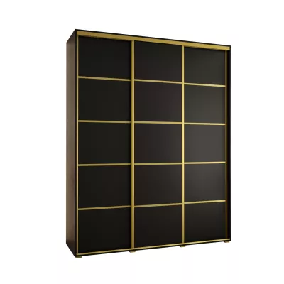 Šatní skříň YVONA 4 - 200/45 cm, černá / zlatá