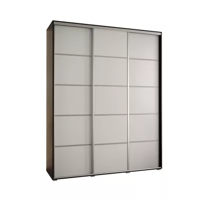 Šatní skříň YVONA 4 - 200/45 cm, černá / bílá / stříbrná