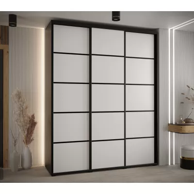 Šatní skříň YVONA 4 - 200/45 cm, černá / bílá / černá