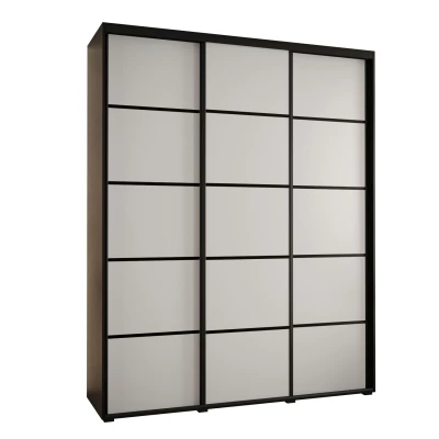 Šatní skříň YVONA 4 - 200/45 cm, černá / bílá / černá