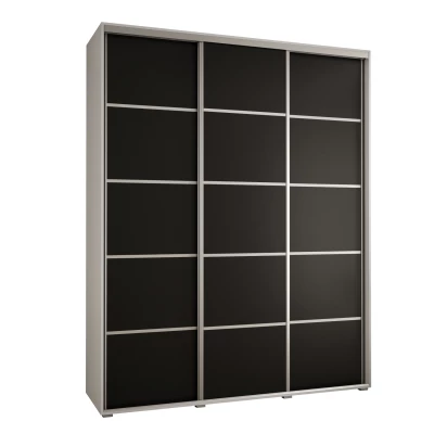 Šatní skříň YVONA 4 - 200/45 cm, bílá / černá / stříbrná