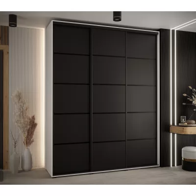 Šatní skříň YVONA 4 - 200/45 cm, bílá / černá / černá