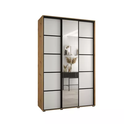 Šatní skříň YVONA 5 - 150/45 cm, dub artisan / bílá / černá