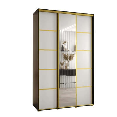 Šatní skříň YVONA 5 - 150/45 cm, černá / bílá / zlatá