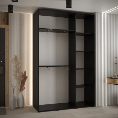 Šatní skříň YVONA 5 - 150/45 cm, černá / bílá / stříbrná