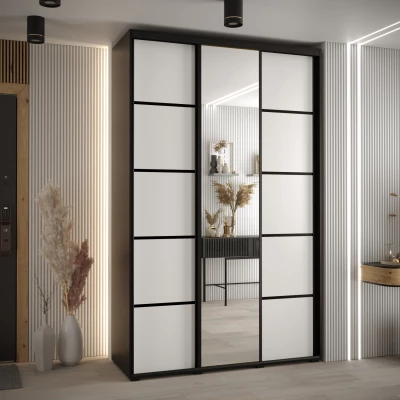Šatní skříň YVONA 5 - 150/45 cm, černá / bílá / černá