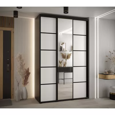 Šatní skříň YVONA 5 - 150/45 cm, černá / bílá / černá
