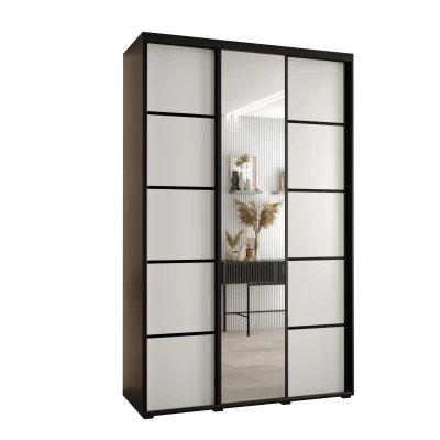 Šatní skříň YVONA 5 - 150/45 cm, černá / bílá / černá