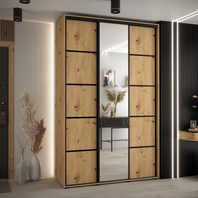 Šatní skříň YVONA 5 - 160/45 cm, dub artisan / černá