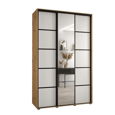 Šatní skříň YVONA 5 - 160/45 cm, dub artisan / bílá / černá
