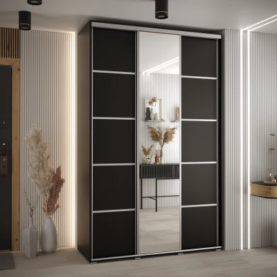 Šatní skříň YVONA 5 - 160/45 cm, černá / stříbrná