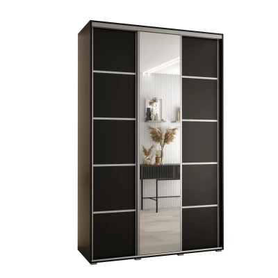 Šatní skříň YVONA 5 - 160/45 cm, černá / stříbrná