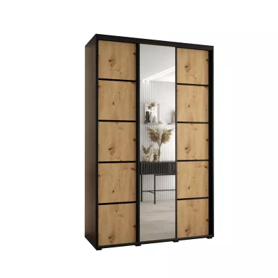 Šatní skříň YVONA 5 - 160/45 cm, černá / dub artisan / černá