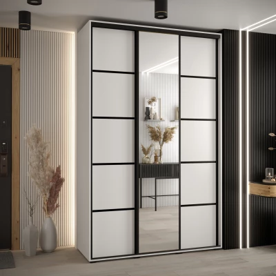 Šatní skříň YVONA 5 - 160/45 cm, bílá / černá