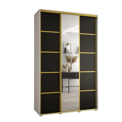 Šatní skříň YVONA 5 - 160/45 cm, bílá / černá / zlatá