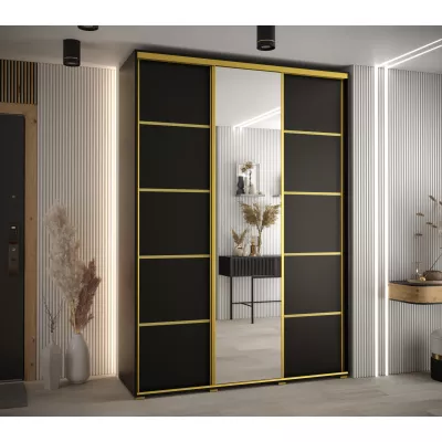 Šatní skříň YVONA 5 - 170/45 cm, černá / zlatá