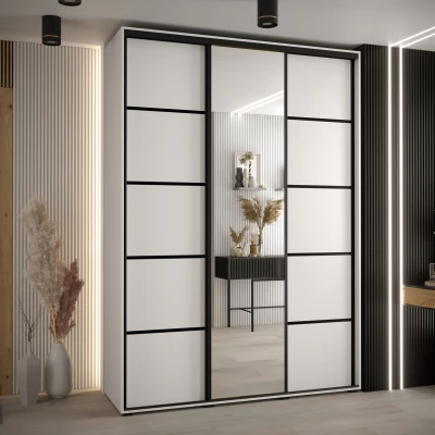 Šatní skříň YVONA 5 - 170/45 cm, bílá / černá