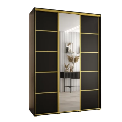Šatní skříň YVONA 5 - 180/45 cm, černá / zlatá